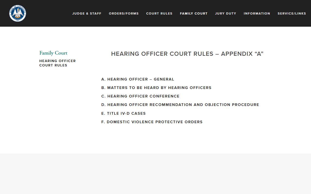 Jefferson Davis Parish Clerk of Court records hearing officer rules