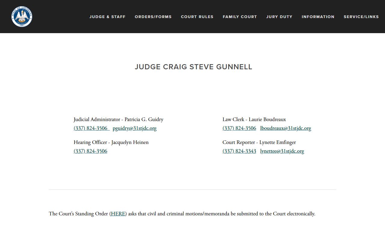 Jefferson Davis Parish Clerk of Court records judge and staff source
