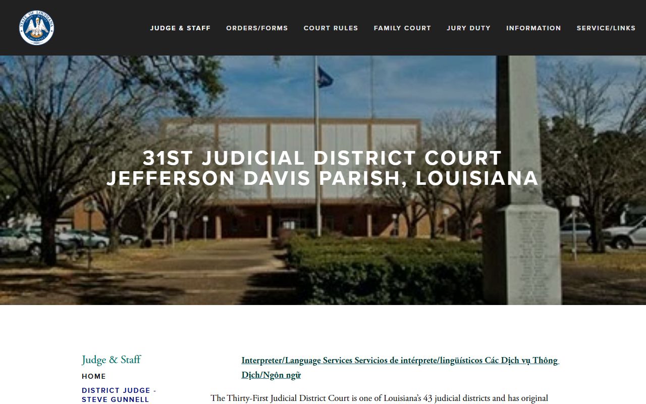 Jefferson Davis Parish Clerk of Court records and 31st Judicial District Court source