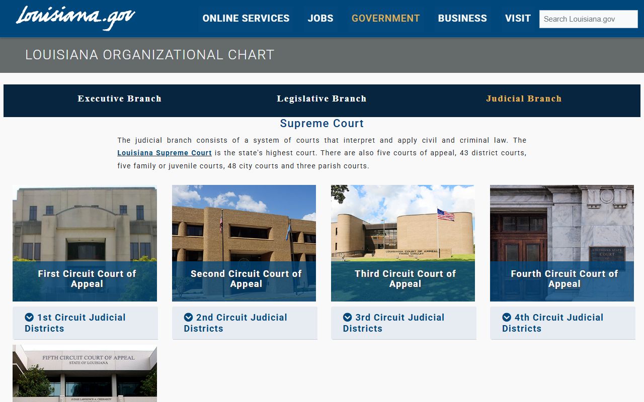 Jefferson Davis Parish court dockets Louisiana judicial branch overview