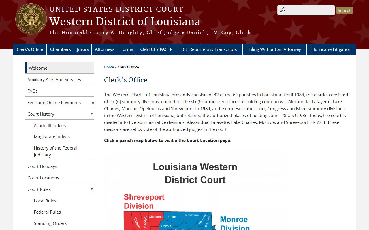 Jefferson Davis Parish inmate records federal clerk access
