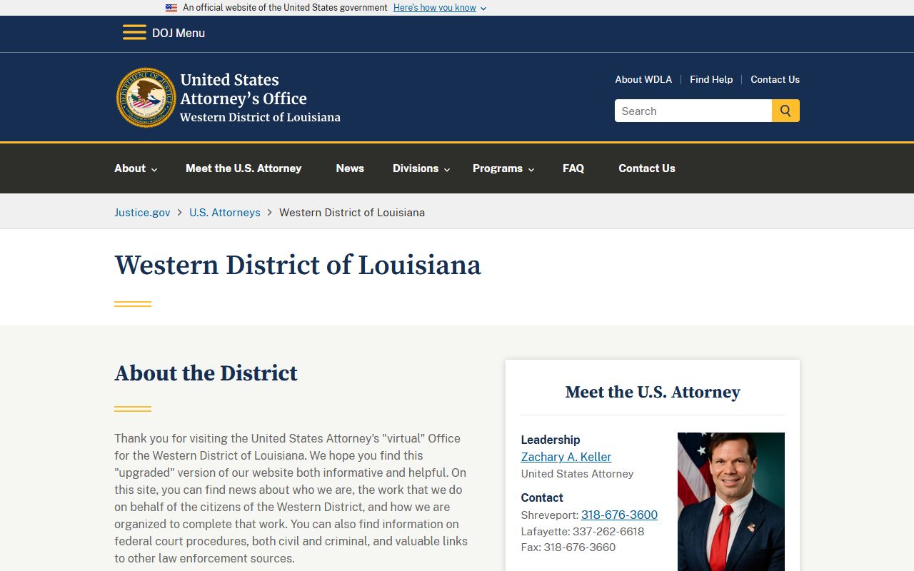 Jefferson Davis Parish traffic court records federal prosecutor distinction